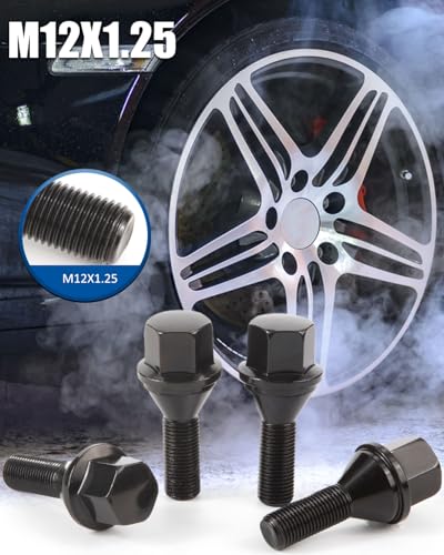 GAsupply M12x1.25 OEM Lug Bolt Black, 28mm Shank Cone Seat 3/4" Hex, 20pcs - color: Black, size: 20pcs