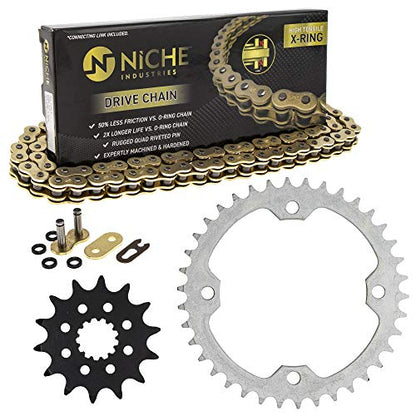 NICHE Drive Sprocket Chain Combo for Yamaha YFZ450 YFZ450SE Front 14 Rear 38 Tooth 520V-X X-Ring 98 Links - size: X-Ring Chain