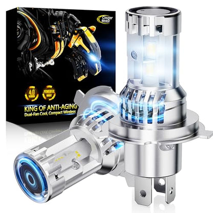 Cougar Motor H4 Bulb, Dual Cooling Fan 13X Brightness 9003 6500K Fog Light - size: H4