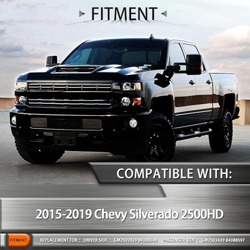 Headlights Halogen Assembly fits 2015-2019 Chevy Silverado 2500HD - size: Black Right Side