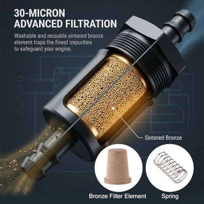 MDEOOSKY 5/16 Inch Billet Inline Fuel Filter, 30 Micron Aluminum Filter, High Flow Rate, Reusable Design - size: 5/16 inch