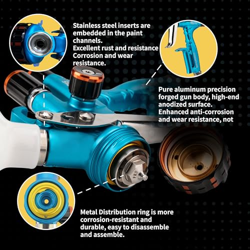 HVLP Automotive Refinishing Spray Gun PRD-716 1.3mm Nozzle Paint Spray Gun, Blue - color: Blue-Disposable paint cup