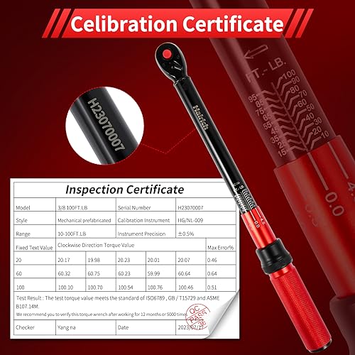 Hairich 3/8-Inch Torque Wrench, Dual-direction Torque Wrenches 10-100ft.lb/13.6-135.6Nm, 72-Tooth Dual Range Scales Torque Wrench with Quick Release Reversible Head - size: 3/8" 10-100 FT.LB