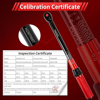 Hairich 3/8-Inch Torque Wrench, Dual-direction Torque Wrenches 10-100ft.lb/13.6-135.6Nm, 72-Tooth Dual Range Scales Torque Wrench with Quick Release Reversible Head - size: 3/8" 10-100 FT.LB