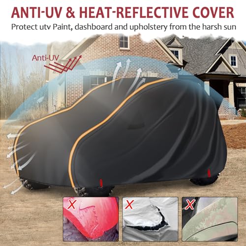 StarknightMT Heavy Duty UTV Cover 2 Seater Waterproof 420D Oxford Windproof - size: 134 x 75 x 62 inches