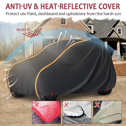 StarknightMT Heavy Duty UTV Cover 2 Seater Waterproof 420D Oxford Windproof - size: 134 x 75 x 62 inches