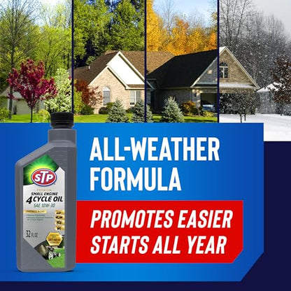 STP Premium Small Engine 4 Cycle Oil Formula, SAE10W-30 Small Engine Oil & Care Formula Reduces Wear for Lawnmower, Push Mower, Tractor, 32 Oz, STP (Pack of 2) - size: 32 OZ (Pack of 2)