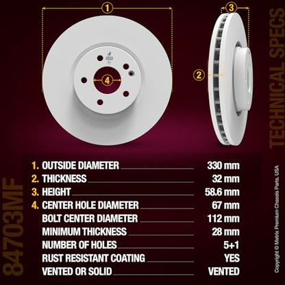 Metrix Premium Chassis Parts 330 mm Coated Brake Rotor Kit Fits BMW 228i - size: 91889MT