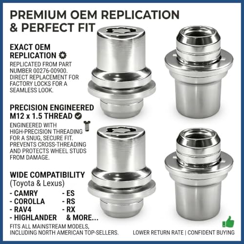 M12 x 1.5 Wheel Lock Lug Nuts Set,Anti-Theft Wheel Lock Kit with Key