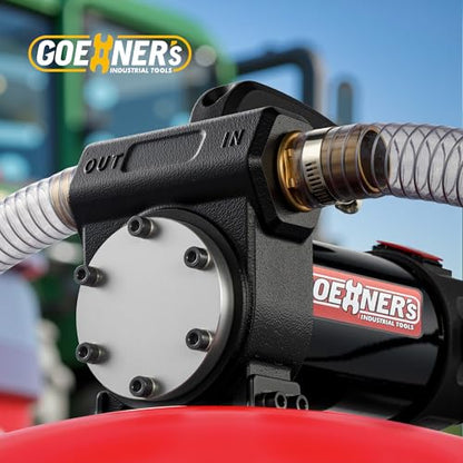 12V Diesel Fuel Transfer Pump Kit, 15 GPM High Flow Self-Priming Fuel Pump with Hose & Manual Nozzle for Truck, Tractor, Boat