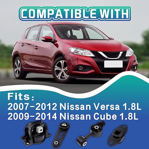 Engine Motor and Transmission Mount Kit Compatible with 2007-2012 Versa - size: 2007-2012 Versa 1.8L and 2009-2014 Cube 1.8L