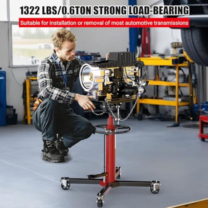 1320Lb Hydraulic Transmission Jack, 34-68 in High Lifting Height, 2-Stage Telescopic Jack Stand with Foot Pedal, 360 Swivel Wheels - size: 1320LBS