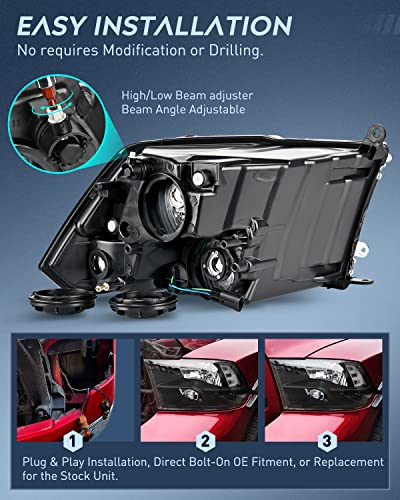 Nilight Headlight and Taillight Combo for 2009-2018 Dodge Ram - color: Black Housing + Clear Reflector w/Taillight