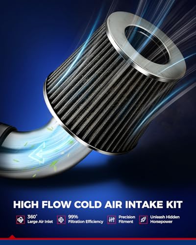 KAX 2.75" High-Flow Cold Air Intake Kit for 1996-2000 Civic CX/DX/LX, Black - color: Black, size: 1996-2000 Honda Civic 1.6L