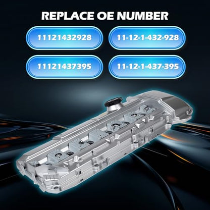 11121432928 Aluminum Valve Cover Kit with Gasket & Bolts - Compatible with 1999-2002 BMW 323i/325i/328i/330i/525i/528i/530i/Z3/X5 M52 M54 2.5L 2.8L 3.0L - color: 11121432928 Aluminum Valve Cover Kit