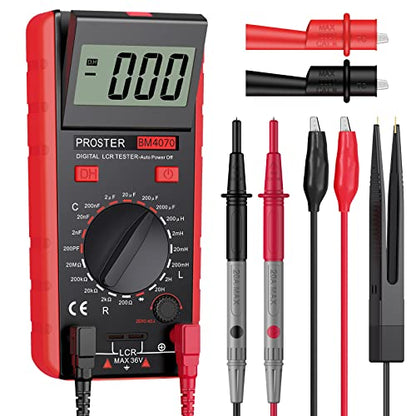 Proster LCR Meter Multimeter Capacitance Inductance Resistance Tester - color: Red