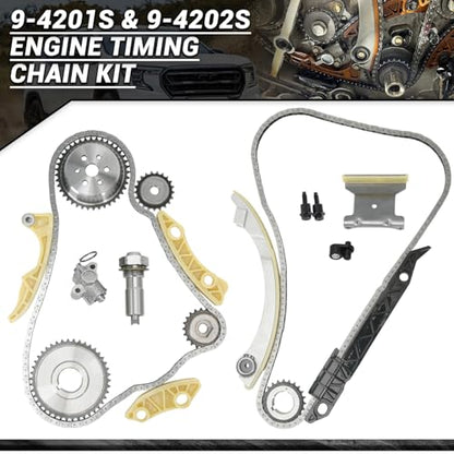 94201S Engine Timing Chain Kit for Chevy Cobalt Captiva Equinox Malibu HHR, Buick LaCrosse Regal Verano, GMC Terrain SAAB Pontiac Saturn 2.0 2.2 2.4L Ecotec Replace 9-4201S 9-4201SX - size: 9-4201S