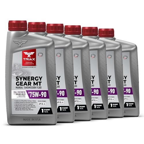 TRIAX Synergy Gear MT 75W-90 GL-4 (MT-90); Full Synthetic Manual Trans Fluid; Smooth Shifting; No Sticking, Slipping, Vibration, or Shudder; Yellow Metal Safe (6 Quart Pack) - size: 6 Quart Pack