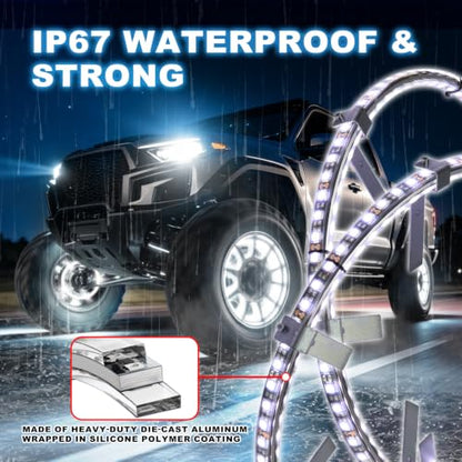 17inch Bright Pure White Double Row Wheel Lights for Truck Pickup - size: 17inch-0pod