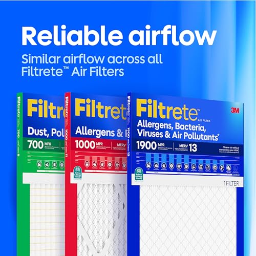 Filtrete 12x24x1 Air Filter, MERV 11, MPR 1000, Allergens & Pet Dander, 3-Month AC and Furnace Filters, Cleaner Air, Reliable Airflow, 4 HVAC Filters (Actual Size 11.68 x 23.68 x 0.81 in) - size: 12x24x1