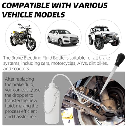 Calvana 0.8L Brake Bleeder Bottle Kit with 24" Hose & Fluid Extractor