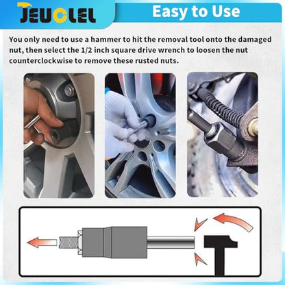 5PCS Twist Lug Nut Socket Set, 1/2" Drive Bolt Nut Extractor Tool - color: 5pcs Lug Nut Extractor 1/2 Inch Drive