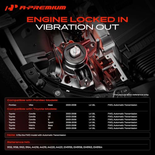 A-Premium Engine Motor Mount and Transmission Mount Kit, Set of 4 - style: Automatic - 2003-2008 Vibe/Corolla/Matrix