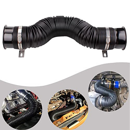 BARTOO 3" Turbine Intake Pipe Adjustable Cold Air Intake Pipe Tube Black - color: Black