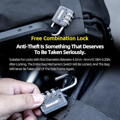 Rhinowalk Motorcycle Saddlebags Waterproof Tail Bag Luggage Bags Quick Release Side Bags 35L~45L Expandable with Molle System, Reflective Safety, Black (1pc) - color: Black-35L