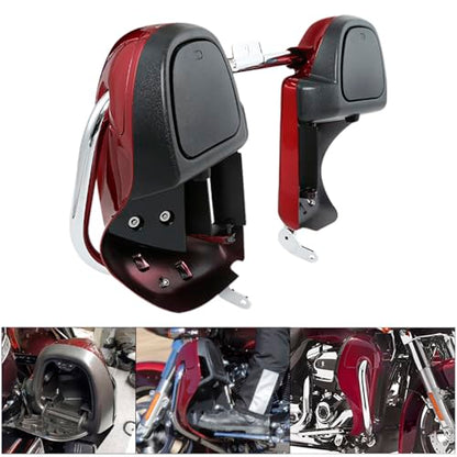 Green-L Lower Vented Leg Fairing and LED Turn Signals Light Kit Fit for Harley Touring Road King Street Glide Electra Glide Ultra 2014-2024 - color: Red-Glove Box