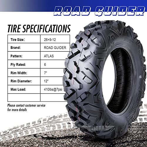 ROADGUIDER Set 4 ATV UTV Tires 26x9-12 26x9x12 6PR All Terrain - size: 26X9-12 *4