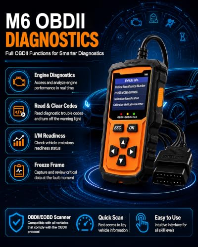 OBD2 Scanner M6,Car OBDII Diagnostic Code Reader (Orange)