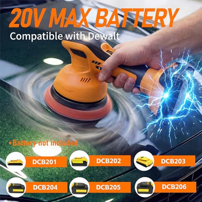 6 In Cordless Car Buffer Polisher Fit for Dewalt 20V Battery(NO Battery)