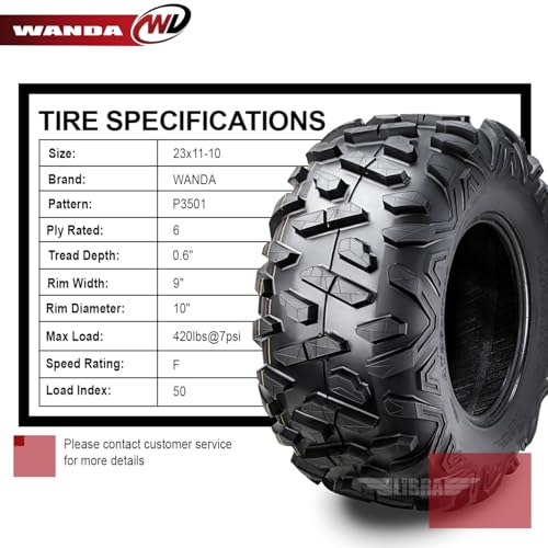 WANDA Set of 2 ATV UTV tires 23x11-10 23X11X10 6PR bighorn Style - size: 23x11-10
