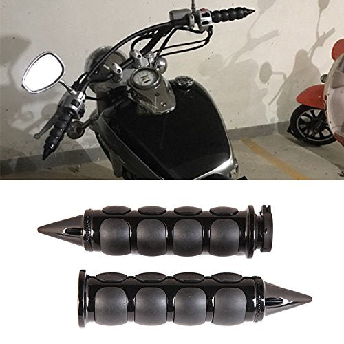 Pair of 1" Dual Black Motorcycle Bar End Hand Grips Handlebar for Cruisers Harley Yamaha Suzuki - color: Black