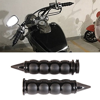 Pair of 1" Dual Black Motorcycle Bar End Hand Grips Handlebar for Cruisers Harley Yamaha Suzuki - color: Black