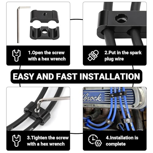 12-Piece Spark Plug Wire Separator and Holder Set(black) - color: black