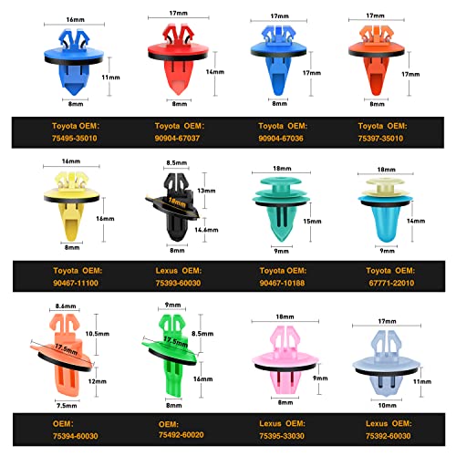 GOOACC 420Pcs Fender Moulding Clips Assortment Kit - color: 420 Pcs Mixed Size Clips + 5 Removers