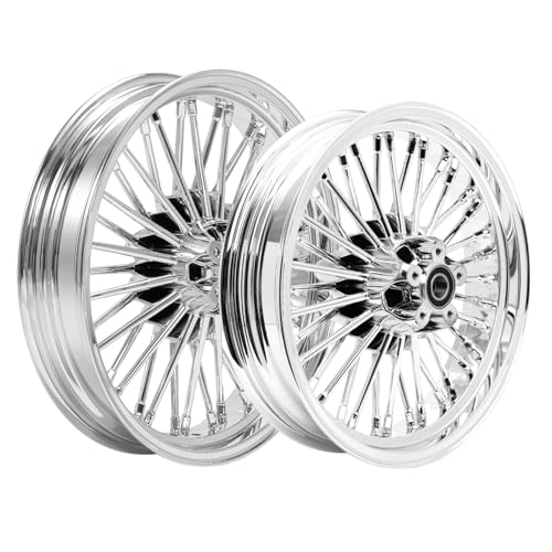 TOFR 18x3.5 16x3.5 Chrome Fat Spoke Wheels For Harley Touring Baggers 00-08 - color: Chrome, size: Front:18x3.5 Rear:16x3.5