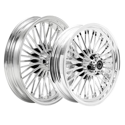 TOFR 18x3.5 16x3.5 Chrome 36 Fat Spoke Wheels Set For Harley Softail 00-22 - color: Chrome, size: Front:18x3.5 Rear:16x3.5