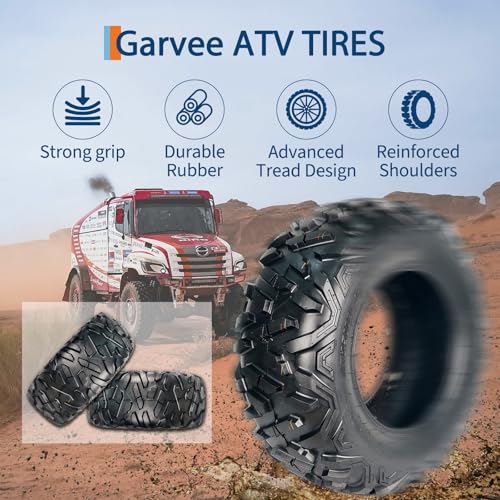 Garvee Set of 4 AT25X8-12 & AT25X10-12 6PR ATV UTV Tires - size: AT25X8-12＆AT25X10-12, style: Pattern A