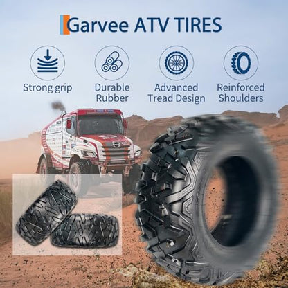 Garvee Set of 4 AT25X8-12 & AT25X10-12 6PR ATV UTV Tires - size: AT25X8-12＆AT25X10-12, style: Pattern A