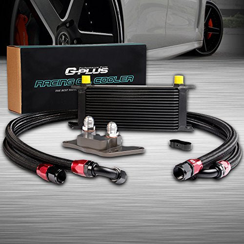 16 Row AN10 Engine Aluminum Oil Cooler Kit Compatible For BMW MINI COOPER S TURBO R56 2006 2007 2008 2009 2010 2011 2012 Black - color: black/16 row, size: Separation Style