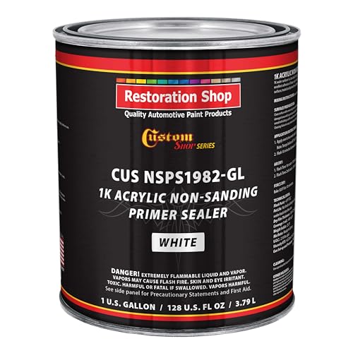 Custom Shop Premium 1K Acrylic Non-Sanding Primer Sealer Paint, White, Gal - color: White, size: 128 Fl Oz (Pack of 1)