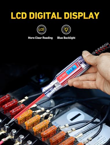 Heavy Duty 3-65V Backlit Digital LCD Circuit Tester, Test Light with 140 Inch Extended Spring Wire, Car Truck Low Voltage & Light Tester with Stainless Probe (Pack of 2) - size: 3-65V (Pack of 2)