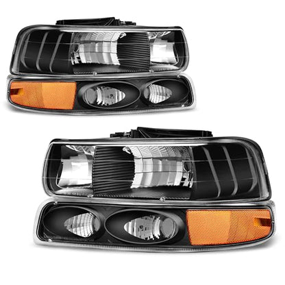 AUTOSAVER88 Headlight Assembly Compatible with 99-02 Chevy Silverado Black - color: Black