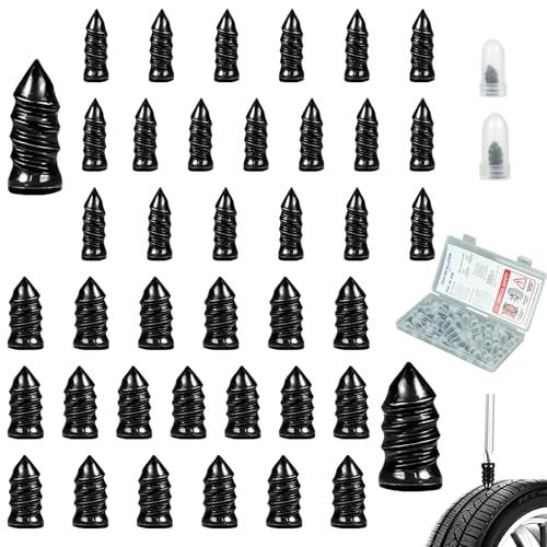 40PCS Tire Repair Rubber Nails, Vacuum Tire Plug Kit, 3rd Gen Steel Core Self-Service Screw Plugs, Emergency Flat Tire Repair Tool for Heavy Duty Truck ATV/UTV Golf Cart Motorcycle