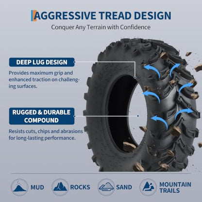 Garvee ATV Tires/UTV Tires, 25x8x12 ATV Tire(200/80-12) TL, 6PR Four Wheeler Tires Set 2,Trail Mud Sand Off-Road Sport Tires,Tubeless - size: 25X8.00-12