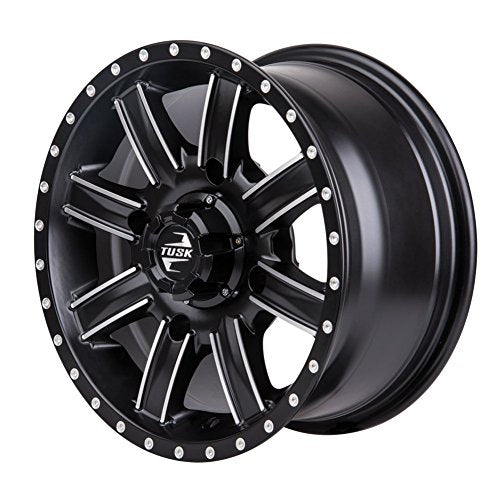 4/110 Tusk Cascade Wheel 12x7 5.0 + 2.0 Machined/Black For Honda Pioneer 700 Deluxe 2022-2025