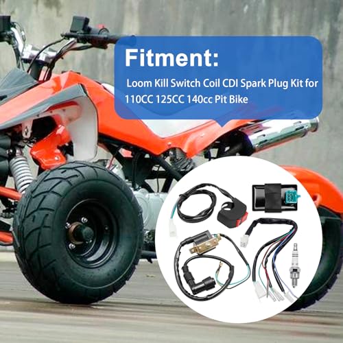 EATAKWARD 5 Wiring Loom Kill Switch Coil CDI Spark Plug Kit for 50cc 70cc 90cc 110cc 125cc140cc Kick Start Dirt Pit Bike ATV, Replacement for Chinese Pit Bike
